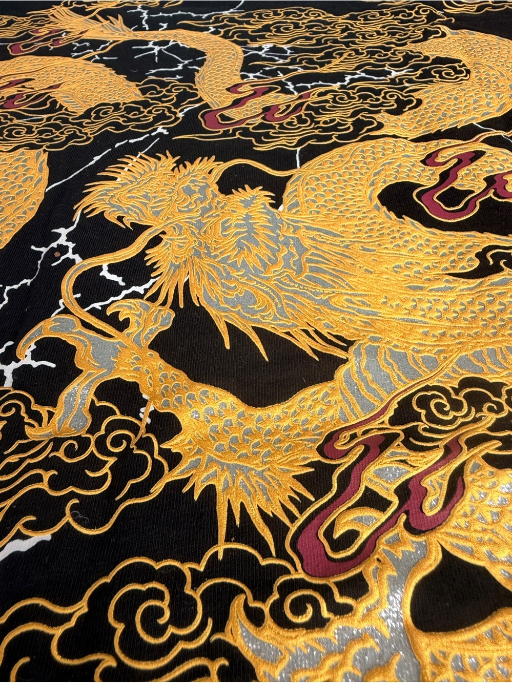 Gold Dragon Embroidered Black T Shirt Disney Epcot Japan